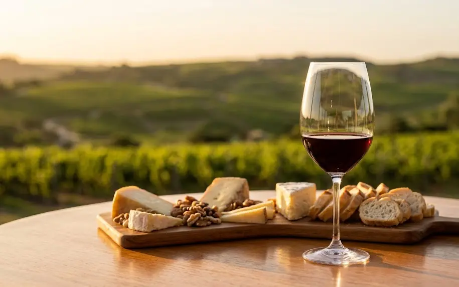 Pareja disfrutando de una degustación premium de Tannat como parte del enoturismo en Uruguay.